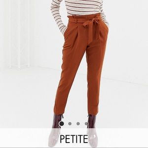 New Look Petite Tie Waist Pants, Brown, US 12